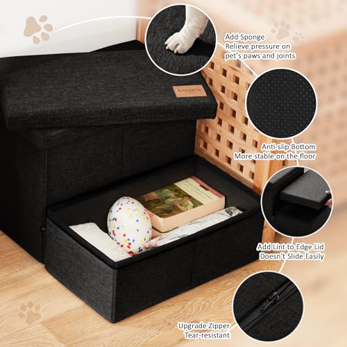Dog Stairs for High Bed (Black / 19" X 17" X 13" H)
