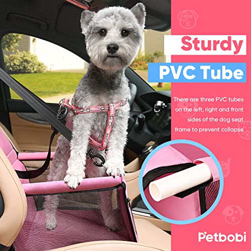 Dog Car Seat for Small Dogs and Cats up to 15 lbs (Pink)