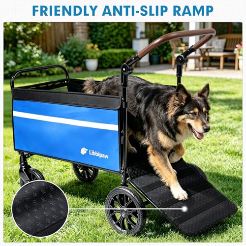 Foldable Dog Wagon for Medium & Large Dogs (Blue)