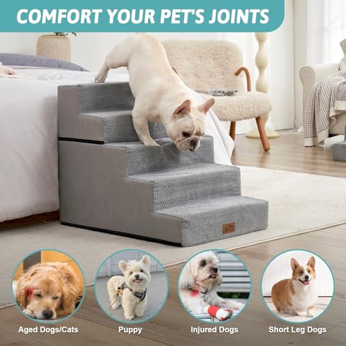 Dog Stairs for Small Dogs (Grey / 19.7x29.5x23.6 inch)
