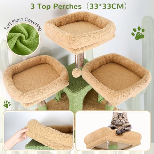 Big XL Cactus Cat Tower for Indoor Multiple Cats (Cactus / 68 inch)