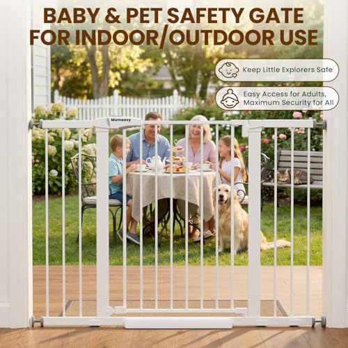 29.7 48" Baby Gate for Stairs (White / 29.7-48"W x 30"H)