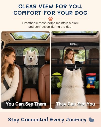 56 Inch Wide Dog Car Barrier for 2nd 3rd Row Seats & Cargo Area (Large(56"*32"))