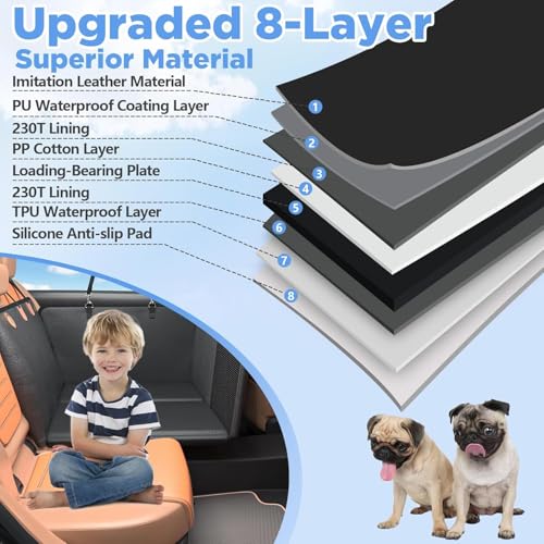 Back Seat Extender for Dogs (Black+Saffron / Large)