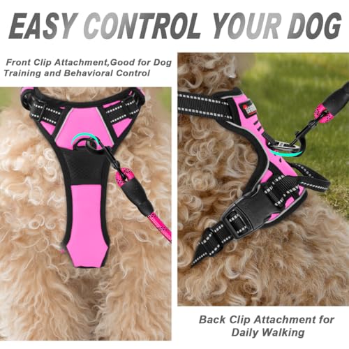 Dog Harness No Pull for Small Sized Dog Front Back Clips (X-Small(Chest:15.5-19.5”) / Pink)