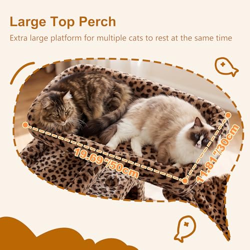Cat Tree, 71-Inch-Tall Tower for Indoor Cats with 2 Perches HCT034BW (Leopard Print / 71 inch)