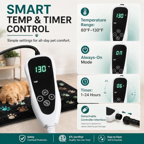 Dog Heating Pad 32x20 in UL (Black / 32 x 20 in)