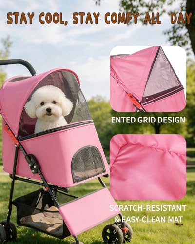 Pet Stroller for Small Dogs Cats (PINK)
