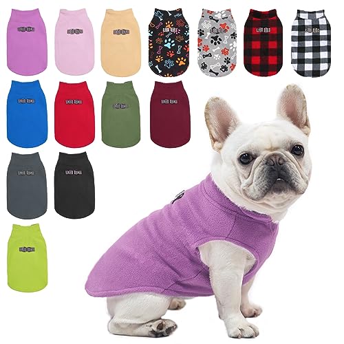 Dog Fleece Vest Sweater Winter Jacket for Small and Medium Dogs with D (Large / PURPLE)