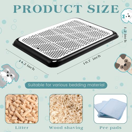 Dog Pee Pad Holder Potty Tray Portable Dog Litter Box Toilet Training for Indoor Outdoor Small Medium Large Pet Puppy (Black / 19.69 x 14.17 Inches)