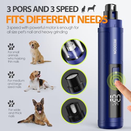 Dog Nail Grinder with 4 LED Lights (Sapphire Blue)