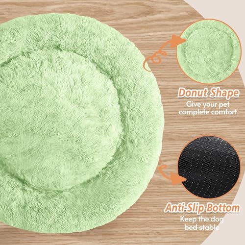 Calming Dog Bed for Small Dogs (Light Green / 23.0"L x 23.0"W x 8.0"Th)