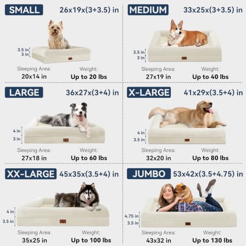XL Orthopedic Dog Bed Waterproof for Extra Large Size Dogs (Beige / 41.0"L x 29.0"W x 7.5"Th)