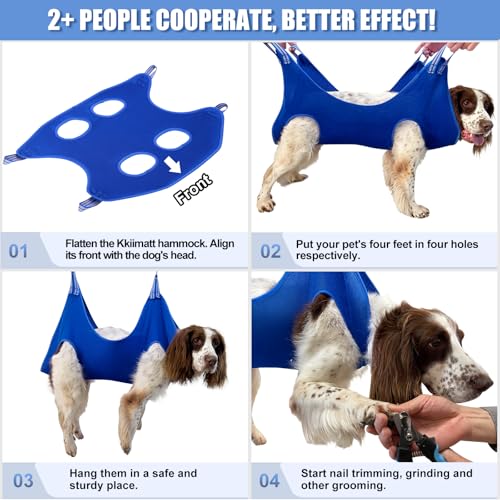 10 in 1 Pet Grooming Hammock Harness with Nail Clippers (M/Under 36 lb / Blue)