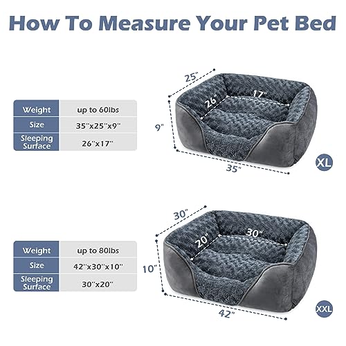 XX Large Dog Bed for Large Medium Small Dogs (XXL(42"x 30"x 10") / Grey)