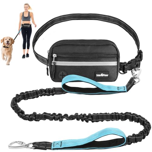 Hands Free Dog Leash with Pouch (Black/Blue / 1 Leash)