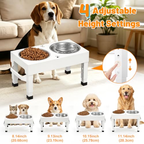 Elevated Dog Bowls Stand Large Breed (White)