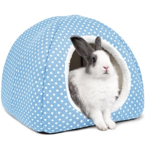 Rabbit Hideout Large Bunny Bed Washable Rabbit House (Light blue)