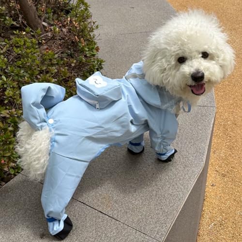 Dog Raincoat with Boots (Blue Cloud (detachable tail) / XXL (14-17lb))