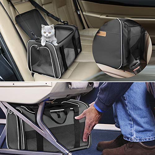 Cat Carrier Portable Foldable Dog Pet Carrier (17.5"L x 11.0"W x 11.0"H / Brown)
