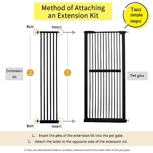 55.12" Extra Tall Pet Gate Extension Kit 12.6" Wide Black (55.12" H-black / 12.60" W, Extension)