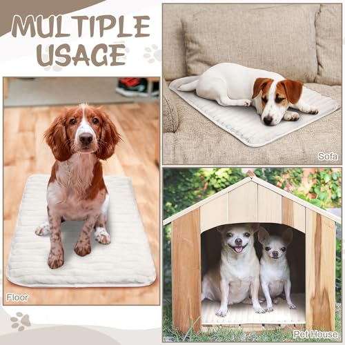 4 Pack Self Warming Cat Bed 24"x18" Self Heating Dog Cat Pad Bulk Crate Mat Extra Warm Thermal Big Pet Pad for Indoor Outdoor Pets Houses with Removable Washable Cover Non Slip (White)