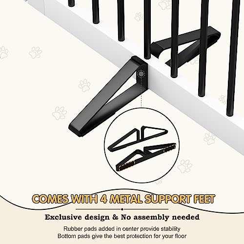 Freestanding Pet Gates with Walk Through Door (6 Panel 24" / White & Black)