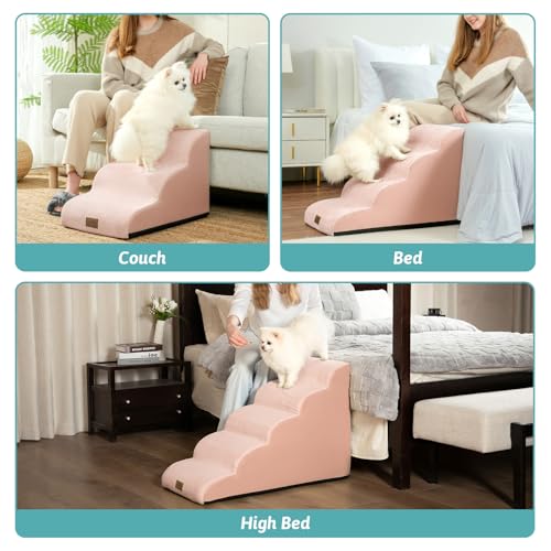 Dog Stairs for Small Dog 22.6" H (Pink / Standard:15.7"x33"x22.6")
