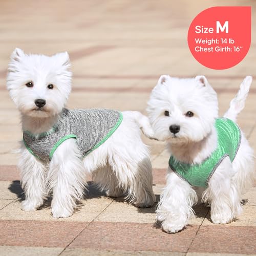 2Pack Dog Shirt for Small Dogs Sun Protection Tank Top for Summer (Large (13-19lbs) / 8# 2Pack (Grey+Dark Green))