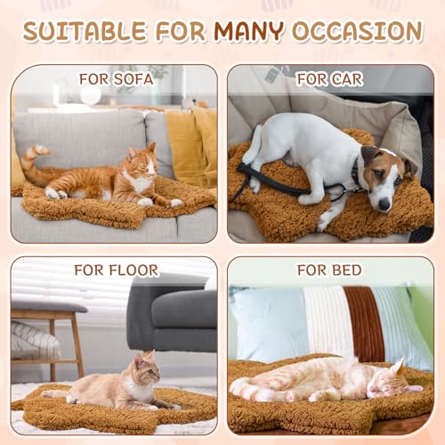 3 Pack Self Warming Pet Bed Leaf Shape Self Heating Cat Dog Mat Washable Thermal Sleeping Pad for Indoor Outdoor Hedgehog (Orange / Medium-18"x24")