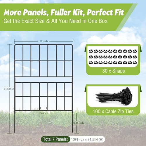 Tall Garden Fence 31.5 in (7 Pack, 10 ft(L) X 31.5 in(H))
