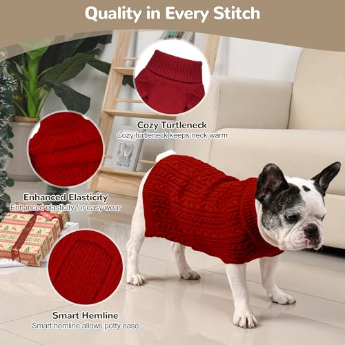 Dog Sweater 2 Pack for Medium Dogs (Red & Brown / Large)