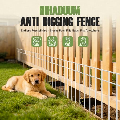 20Ft(L) X 13Inch(H) Animal Barrier Fence - 14 Pack White Garden Fence Animal Barrier Panels Metal No Dig Fence Panels Rustproof Border Fencing for Dog Rabbit Protection Yard Garden Outdoor (White | 20 ft(L) X 13 in(H) ,14 pack / White)