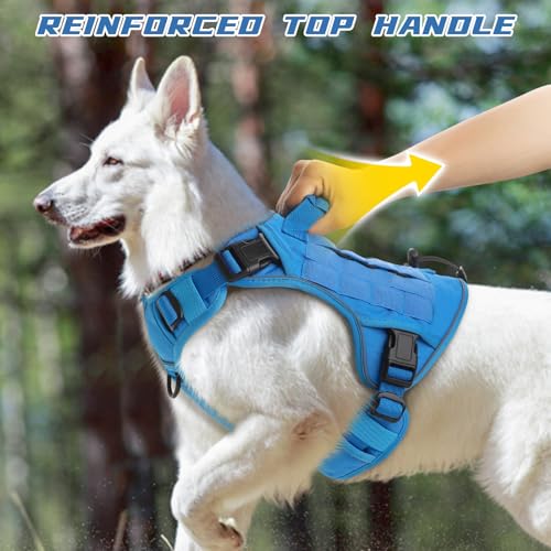 Blue Tactical Dog Harness for Large Dogs (Blue / X-Large: 70-120 lbs (Chest:29-39",Neck:21-26"))