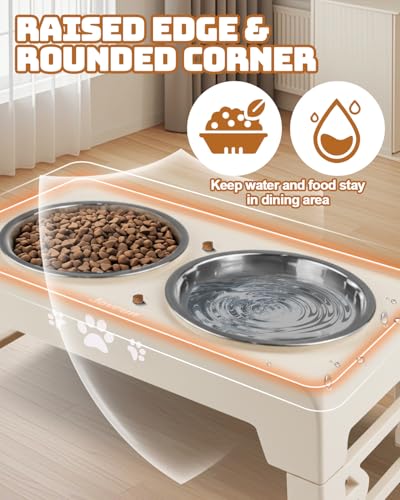 Elevated Dog Bowls for Small Dogs and Cats (for Small Dogs and Cats 2 Basic Bowls / Beige)
