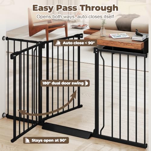 29" 55" Wide Baby Gate for Stairs & Doorways (Black / 29-55"Wide, 30"Tall)