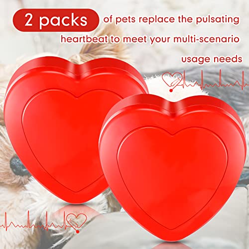 2 Pcs Heartbeat Replacement Soother Heartbeat Simulator Red Puppy Heartbeat for Puppy Sleep Aid Replacement Pulsing Heartbeat for Pets Cats Dog Anxiety Relief Sleep Aid Calming Plush Toys