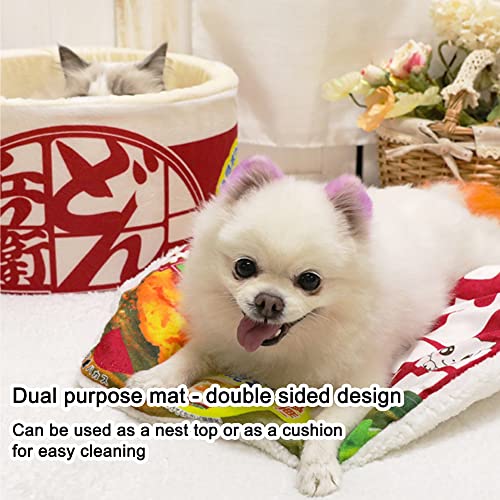 Ramen Noodle Cat Bed (23.6"L x 23.6"W x 10.2"Th / red)
