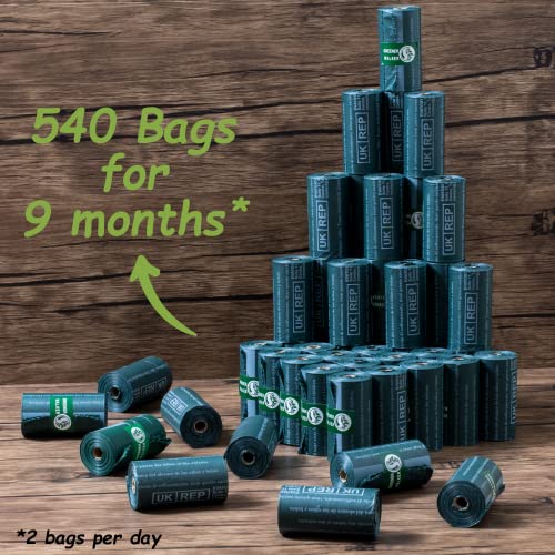 Poop Bags for Dog Waste (Deep Green / 1 Count (Pack of 540))