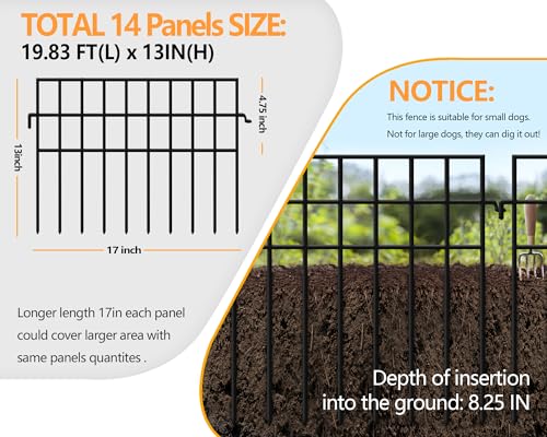 14 Panels Dog Digging Fence Barrier (14 Panels, 19.83 ft(L) X 13 in(H))