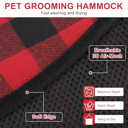 Dog Grooming Hammock for Small Dogs (XS (Leg Spacing: 6-9.5" / Max W: 15lbs) / Buffalo Red)