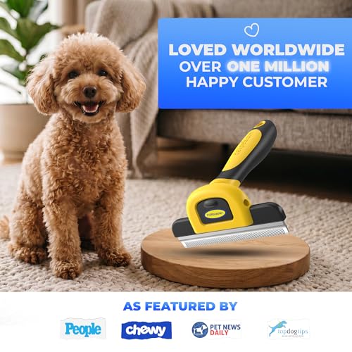 Stainless Steel Deshedding and Dematting Tool (Yellow)