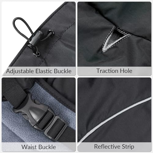Waterproof Dog Raincoat (Black (Velvet Lining) / L)