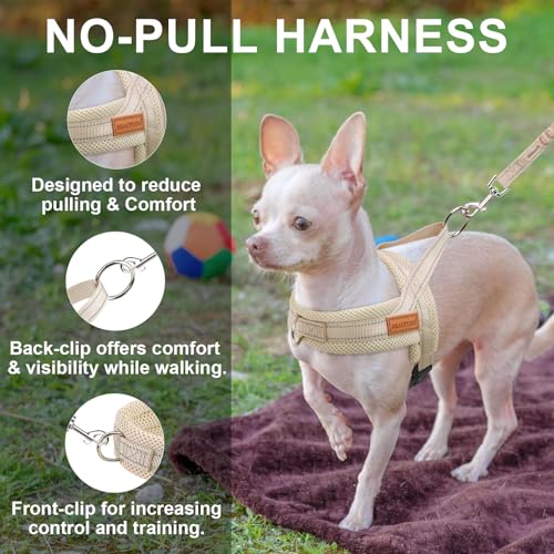 Dog Harness for Large Dogs (Beige / L: Chest 26"-32")