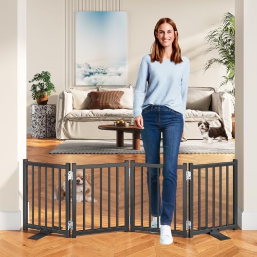 2 Pack Short Dog Gate Indoor (Black / 4 Panel-16''H (2Pack))