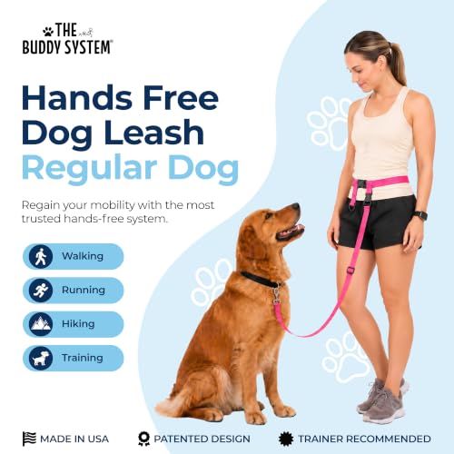 Hands Free Dog Leash (Regular Dog System (Regular Belt (22"- 40" Waist)) / Pink)