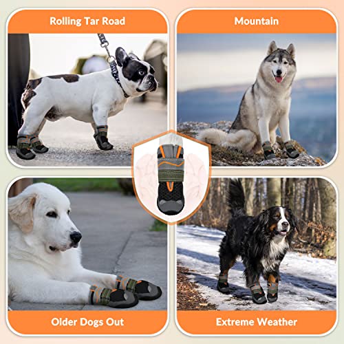 Dog Shoes for Large Small Medium Dogs (Black Orange / #2 (Width 1.8 inch) for 21-30 lbs)