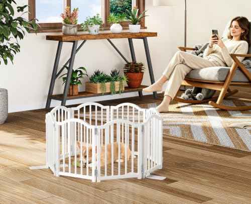 Short Dog Gate Indoor (White / 8 Panel-16''H, Up to 96''W)