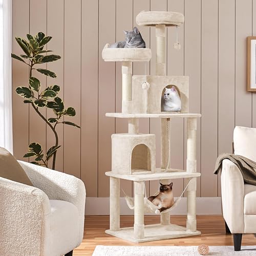 Cat Tower 70.5in Cat Tree for Indoor Cats (70.5in / Beige)