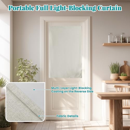 100% Blackout French Door Curtains (25"W x 40"L (Pack of 1) / Light Beige)